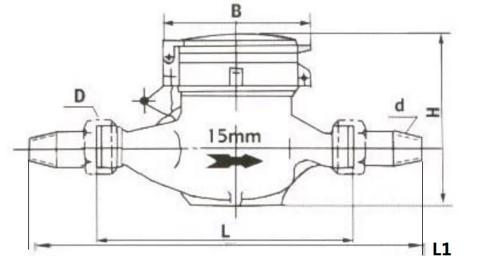 DN15mm	Multiple Flow Water Meter (COLD WATER) 1/2