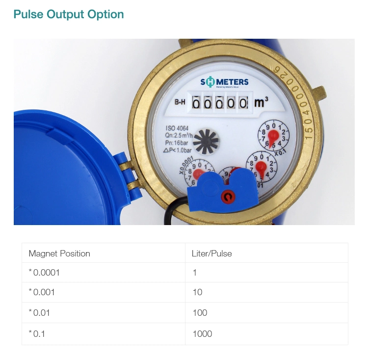 Class C R160 Reed Switch Mechanical Multi Jet Dry Type Cold Brass Water Meter